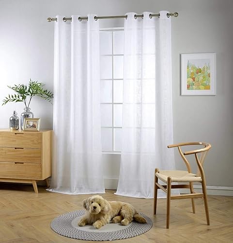 Cortinas para sala de estar de 2 paneles (2 x 37 pulgadas de ancho), cortinas con textura de lino, con ojales, de la marca Miuco