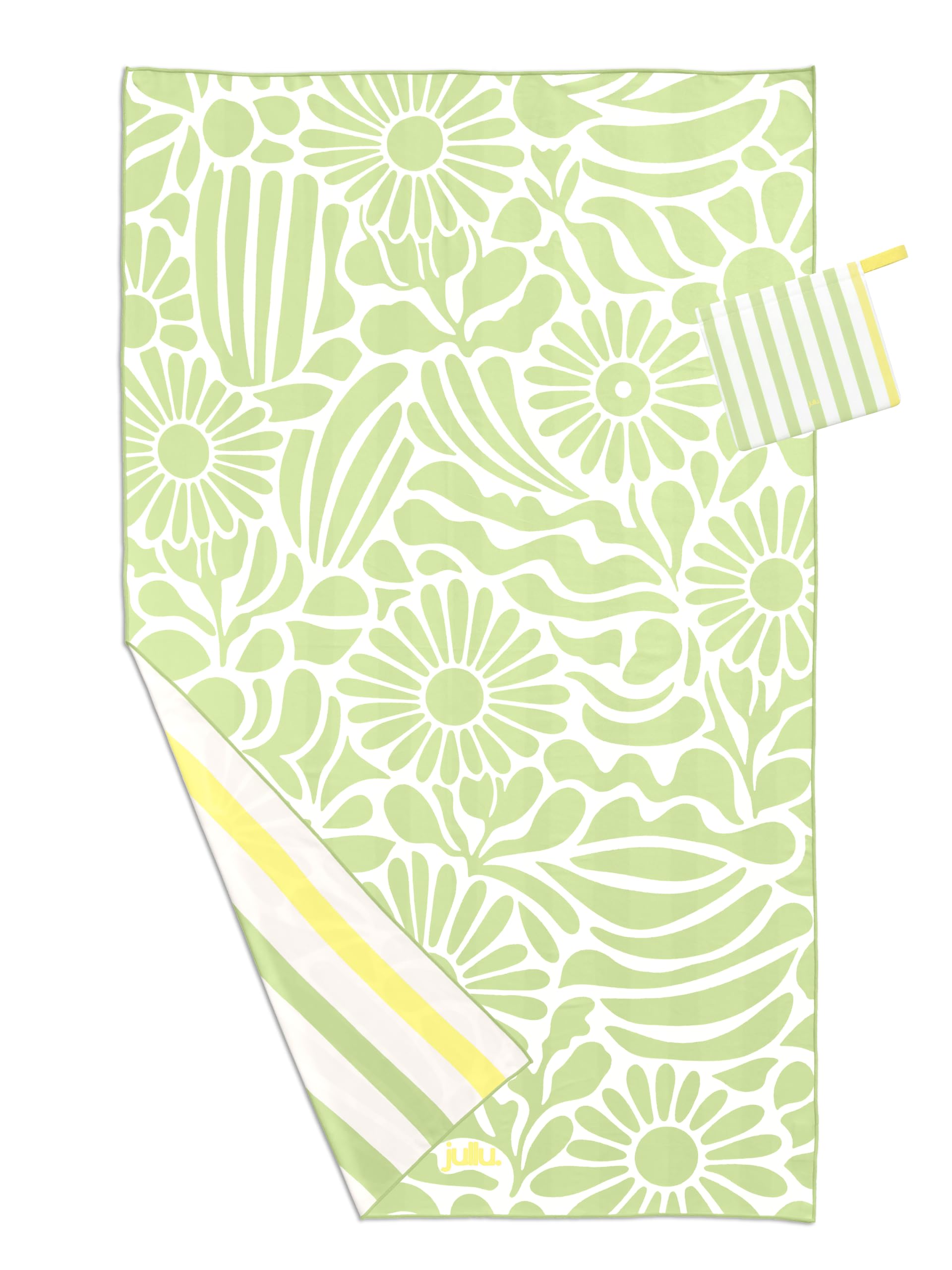 JULLU.Marseille - La Toalla de Playa Ideal - Microfibra Premium - 100x170 cm (Fiora Salvia)