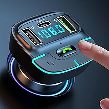 Kit vivavoce auto bluetooth 5.3, caricabatterie Type-C Dual USB, modulatore per lettore Mp3 per auto 3D, monitor batteria auto, trasmettitore FM