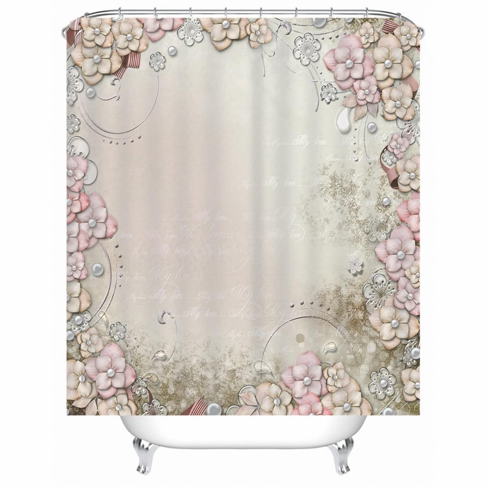 Rideau de douche avec fleurs style hôtel pour embellir la fenêtre de votre salle de bain