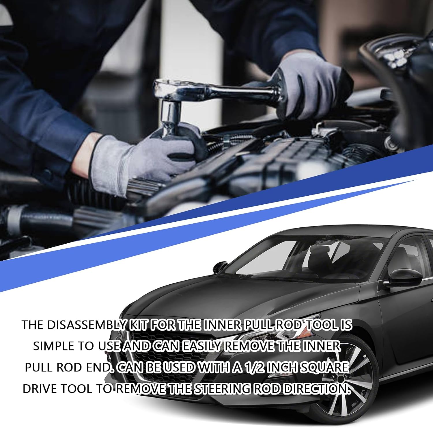 Inner Tie Rod Tool Removal Kit, 27-42mm Tie Rod Puller Multifunctional Ball Joint & Tie Rod End Removal Tools for 1/2" Square Drive, Inner Tie Rod Hex Wrench Tool for Most Cars Trucks SUVs