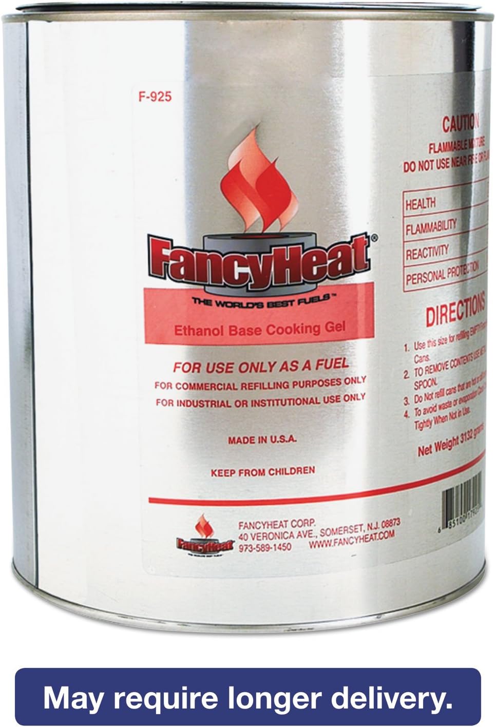FHCF925 - Ethanol Gel Chafing Fuel Refill Can, 1 Gal, Commercial Refilling Purposes Only