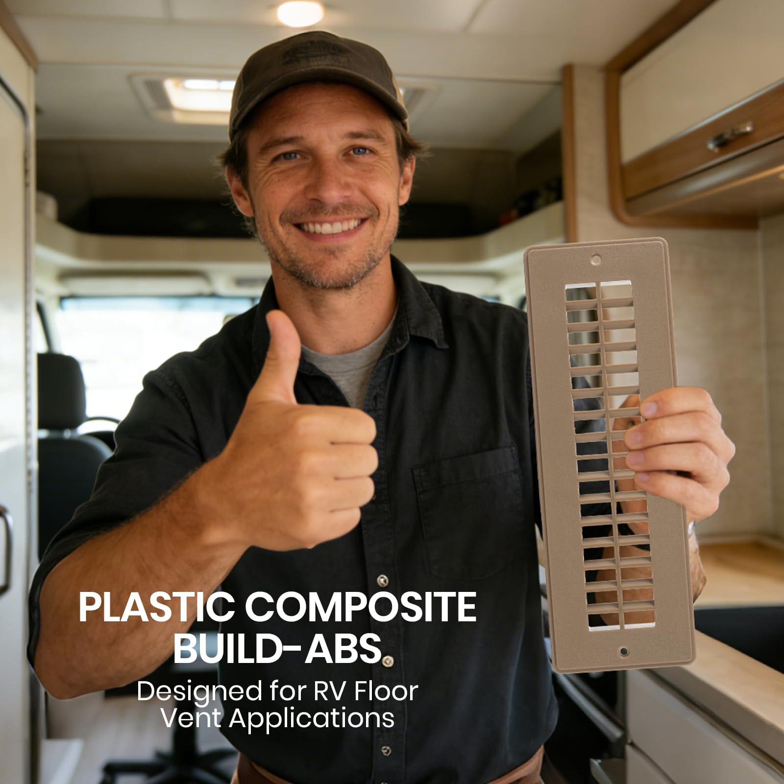 Calvana (2 Pack 2" x 10" Floor Register, Heavy Duty Steel Walkable Floor Vents for RV Trailer Motorhome Fifth Wheel Heating (Brown) - 5