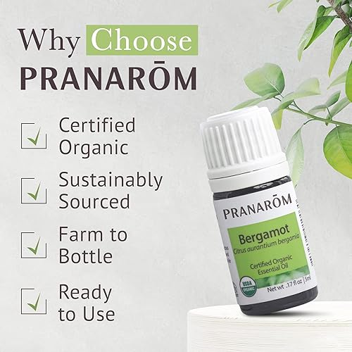 Miniatura 6 de Pranarom Aceite esencial de bergamota orgánico certificado por USDA (0.2 onzas líquidas), 100% puro de grado terapéutico sin diluir de Italia para