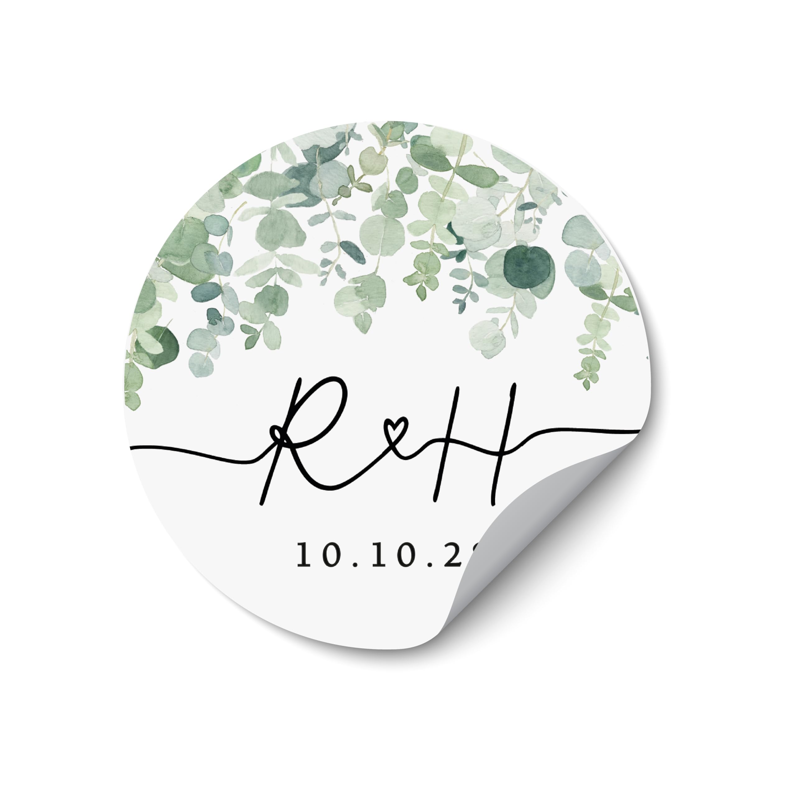 Personalised Monogram Wedding Stickers Custom Initial Wedding Favour Labels, Elegant Thank You Seals, Round Envelope Stickers for Invitations, Gifts & Favours - WC20