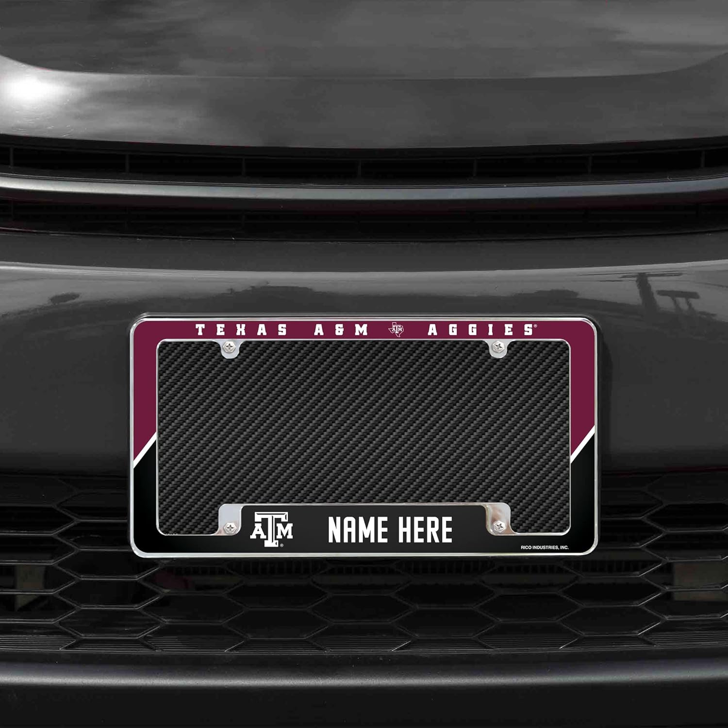 Rico Industries NCAA Texas A&M Aggies Personalized/Custom 12" x 6" Chrome All Over Automotive License Plate Frame for Car/Truck/SUV