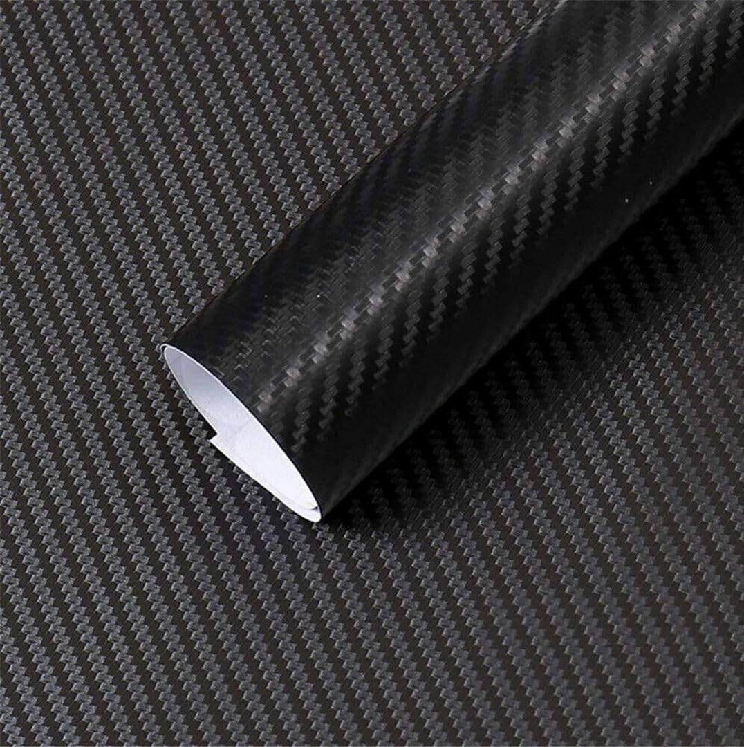 CVANU 3D Black Carbon Fiber Vinyl Wrap Roll (12x25 inch), Self-Adhesive, Waterproof & Scratch Resistant Sticker for Car Interior, Dashboard, Bike, Laptop DIY Wrap