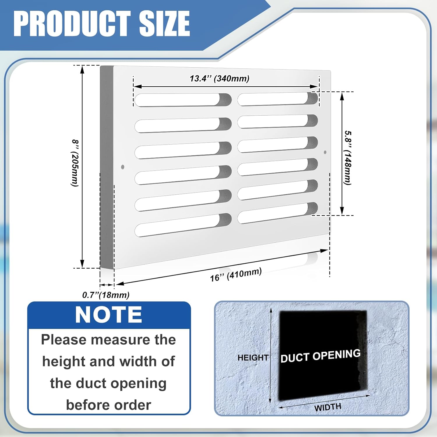 leinuosen 4 pcs 16 x 8 inch return air vent cover fit for 14 x 6 inch duct opening cold air hvac wall grille pvc for sidewall and ceiling home bathroom kitchen improvement 4 16 x 8 inch