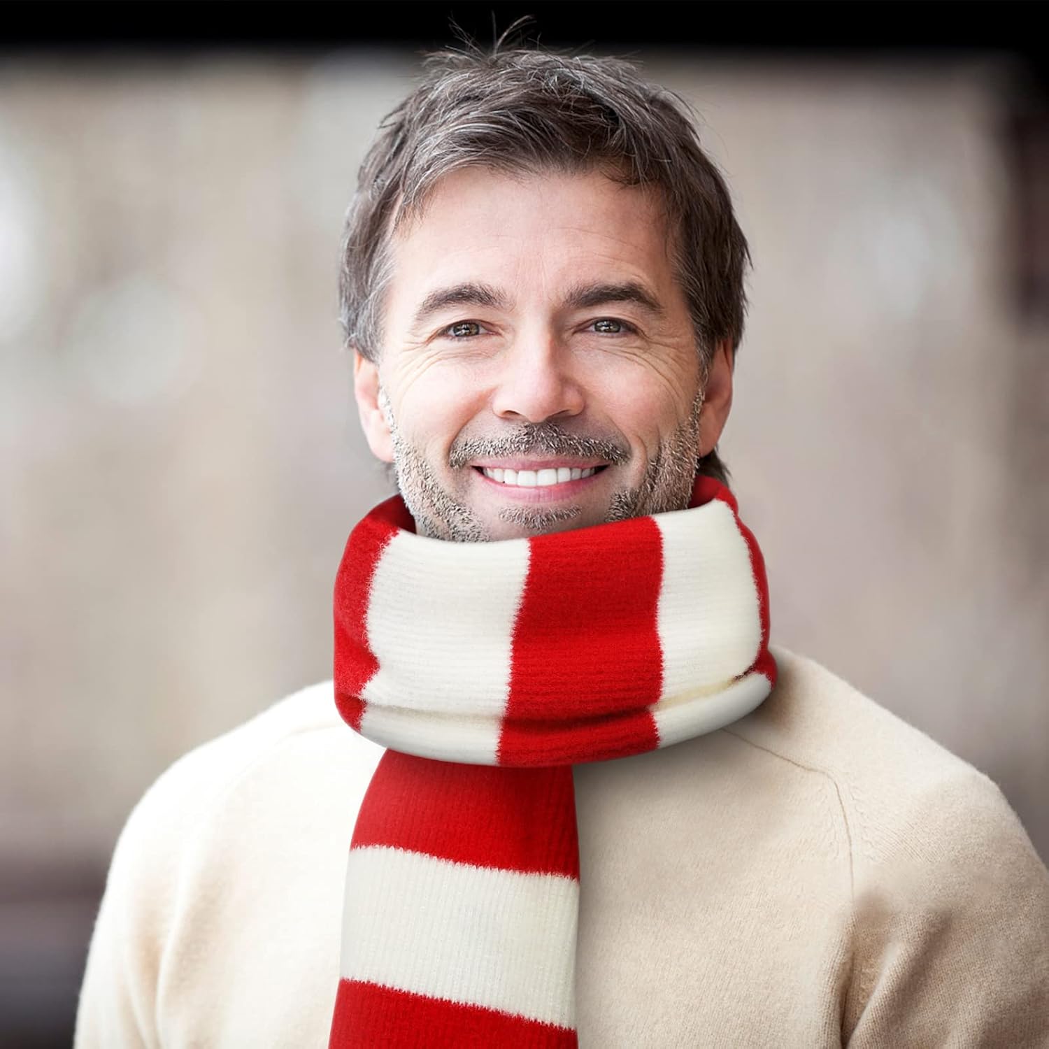 Red and White Striped Scarf Christmas Snowman Knit Gru Scarf for Women Men Boys Girls Winter Warm Costume Holiday - Image 6