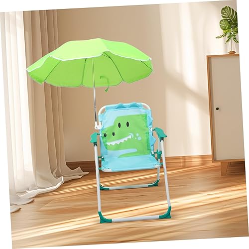 Miniatura 5 de DECHOUS 1 juego de silla de playa portátil para niño y niña con paraguas plegable para uso al aire libre, diseño de dinosaurio, ligera para piscina,