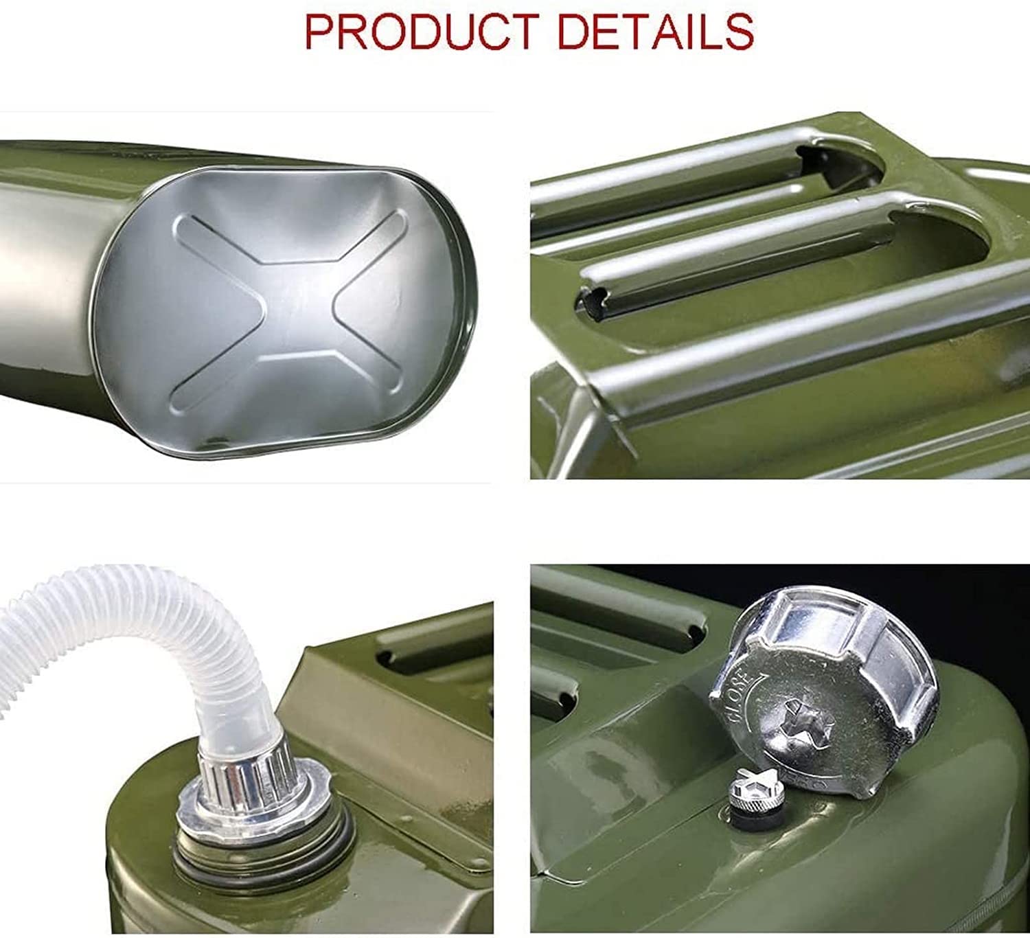 Bidon de Carburant Portable 10/15/20 L, réservoir antirouille pour Essence et Diesel, pour Moto, Voyage, Secours (Couleur : A, Taille : 20 L)