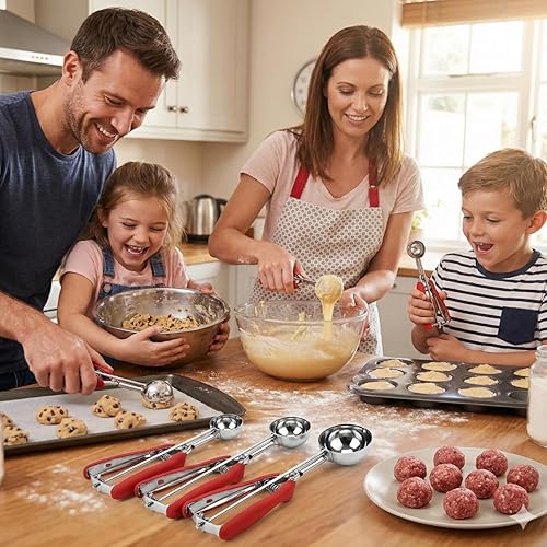 Miniatura 7 de Juego de Cucharas de Galletas, 3 Piezas de Cuchara de Helado, Juego de 3 Cucharas de Galletas para Hornear, Cuchara de Galletas de Acero Inoxidable