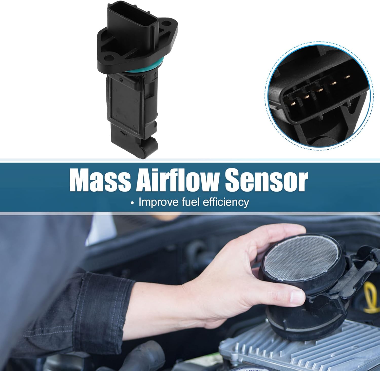 X AUTOHAUX Mass Air Flow Sensor Meter Replacement 22680-5U400 for Nissan Almera N16 1.8L 2002-2016 for Nissan Primera P11 P12 Black