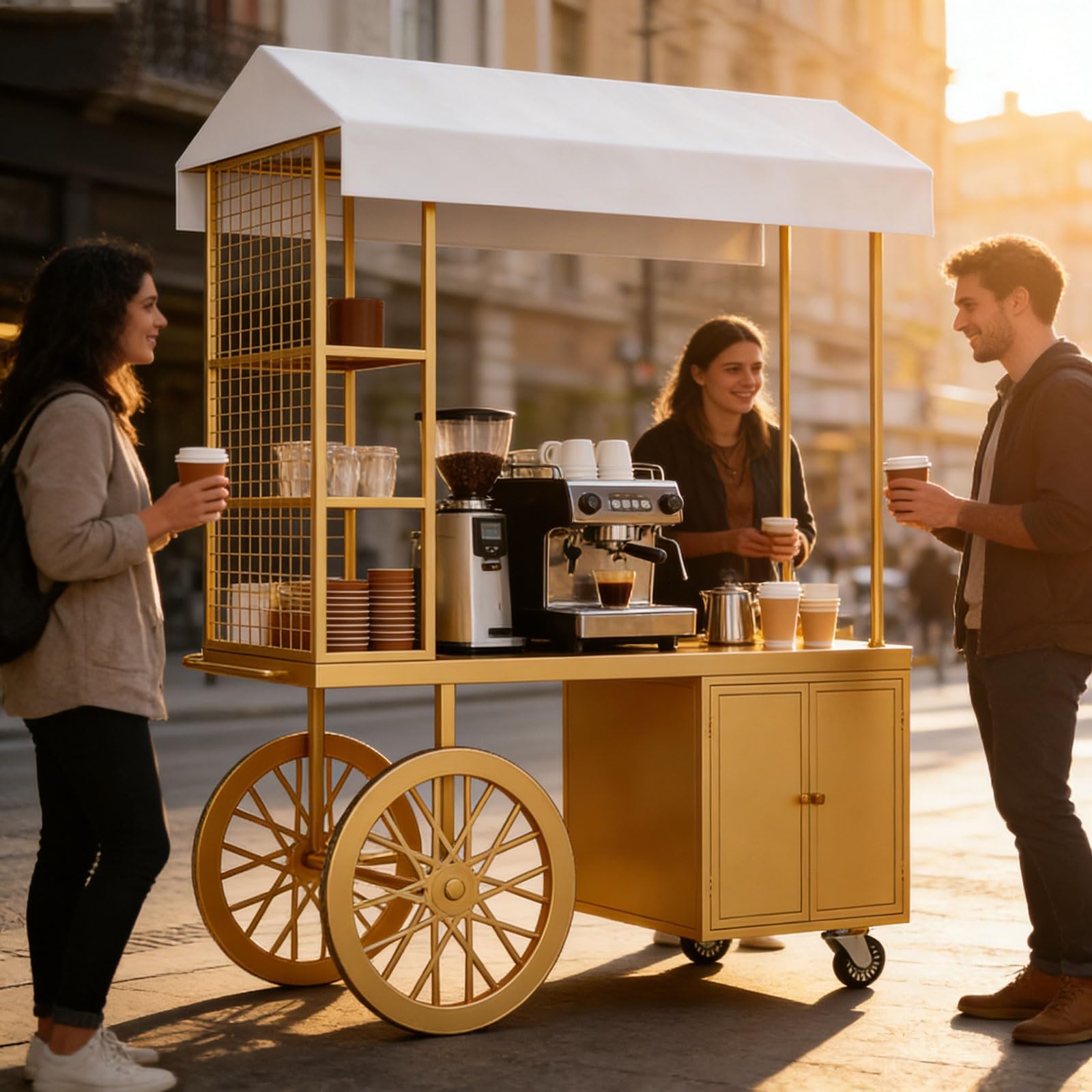 Banco di mostra portatile della stalla di mercato con il baldacchino del parasole per il carrello all'aperto del fornitore, cibo di strada & gli eventi