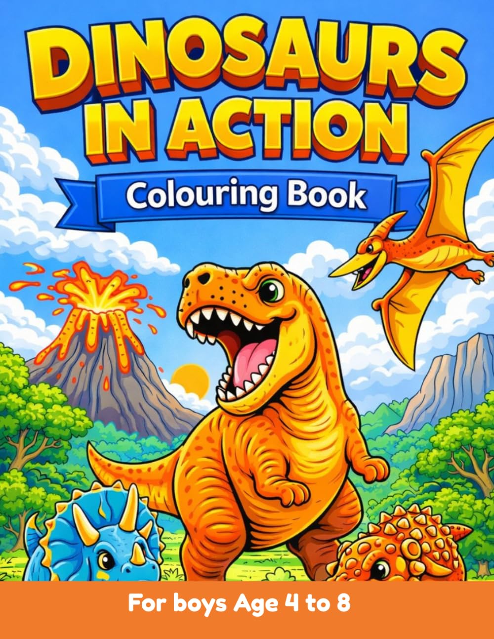 Dinosaurs in Action Coloring Book for Boys Ages 4-8: 50 Exciting Dinosaur Scenes with Fun Facts on Every Page (Big Adventure Coloring Books for Boys)