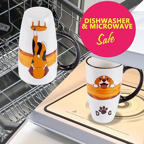 Miniatura 4 de Taza de café de cerámica de porcelana novedosa taza de perro para amantes de los perros, taza de té grande de 20 onzas, regalos de cumpleaños para