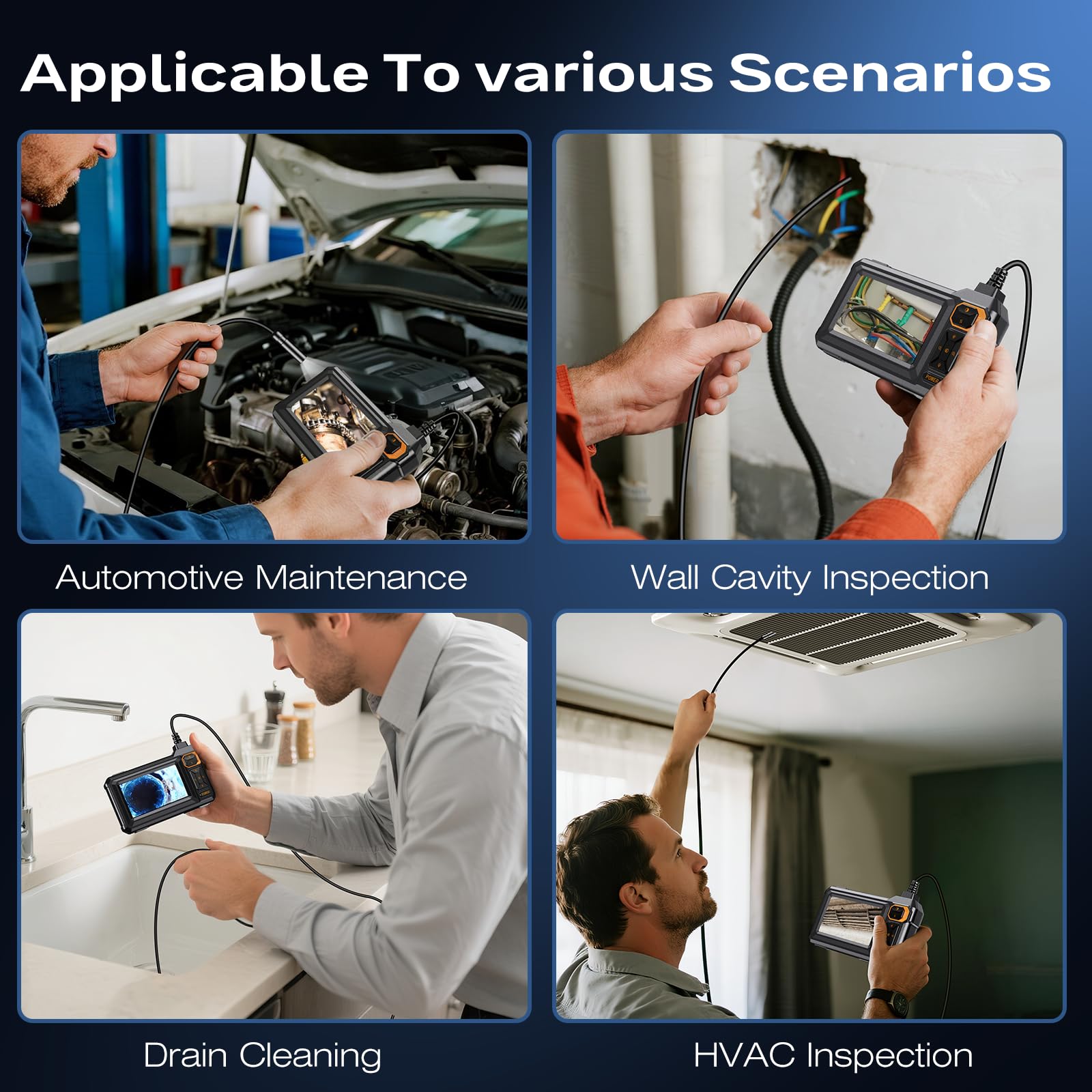 Endoscope Camera with Light, 1920P HD Borescope, 4.3" IPS Inspection Camera — Amazon image 8