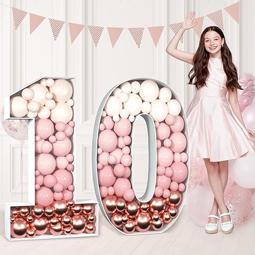 Miniatura 17 de imprsv Números de mosaico de 3 pies para globos, número de marquesina, marco de número de mosaico, globo de letrero 5 para decoraciones de fiesta