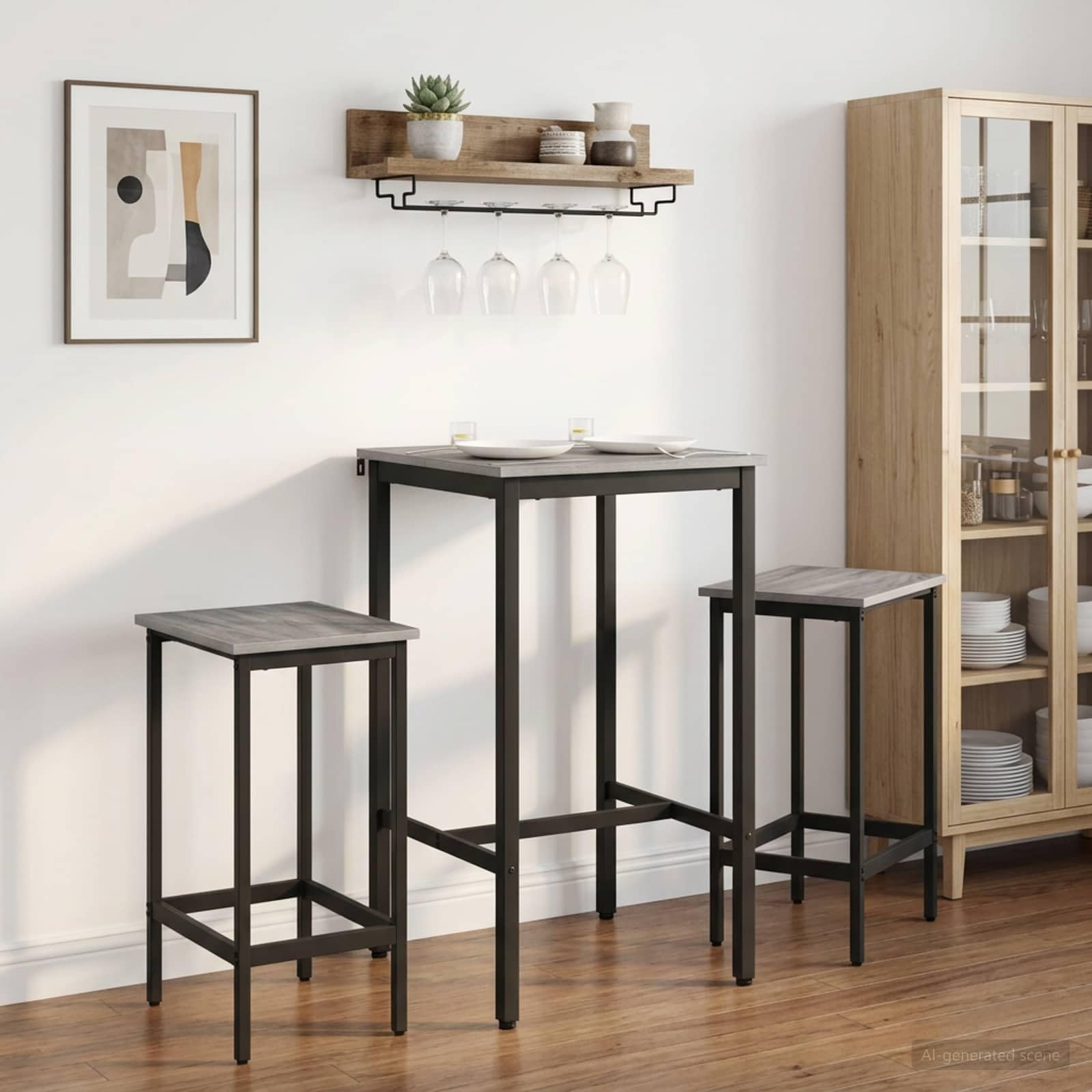 Tavolo da bar, 52 x 52 x 110 cm, legno di ingegneria, acciaio zincato