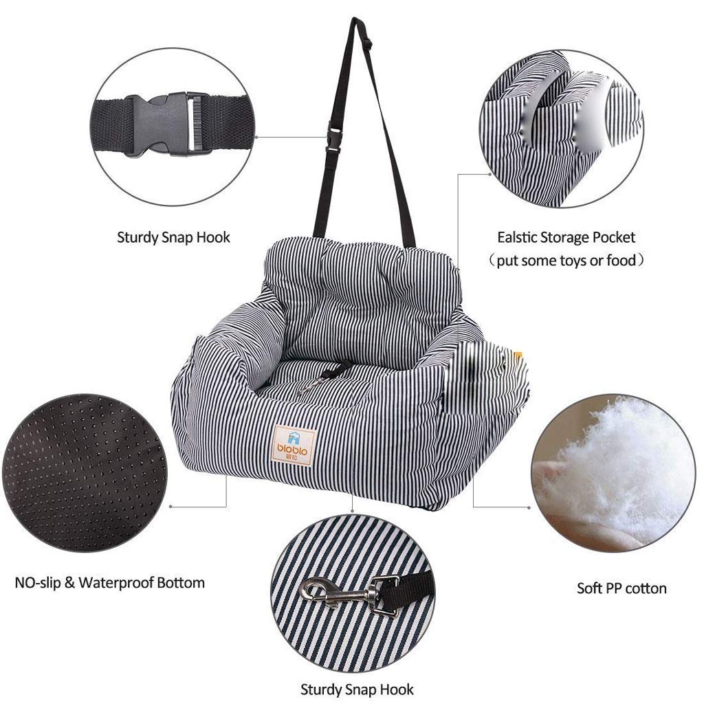 Funda para Asiento para Mascotas, Almohadilla para Mascotas de un Solo Asiento, Impermeable, Lavable a máquina, con cinturón de Seguridad y Bolsa de Transporte