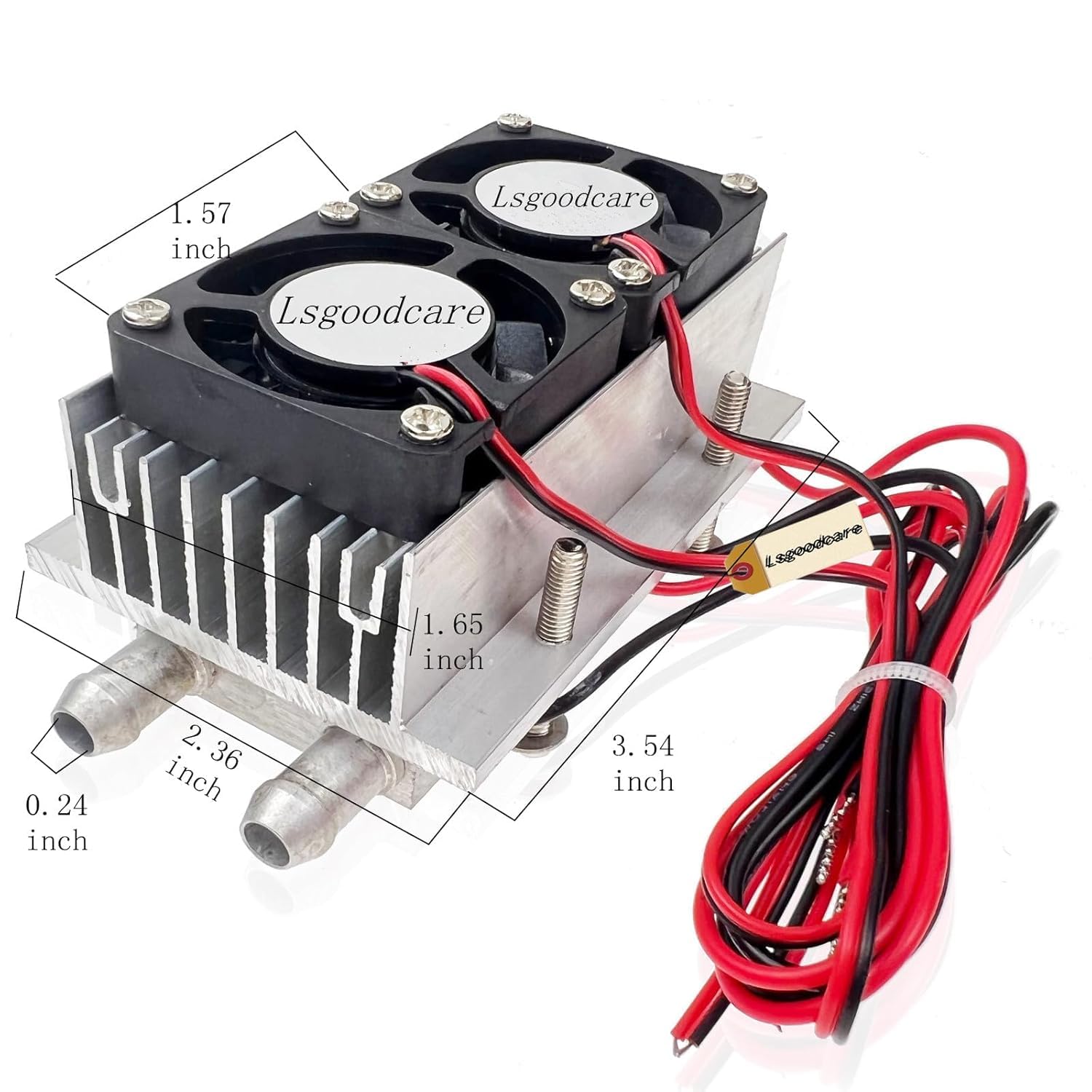 Lsgoodcare TEC1-12706 - Sistema di raffreddamento termoelettrico Peltier da 12 V con dissipatore di calore, kit di raffreddamento a semiconduttore Peltier a 2 chip fai da te + tubo di raffreddamento