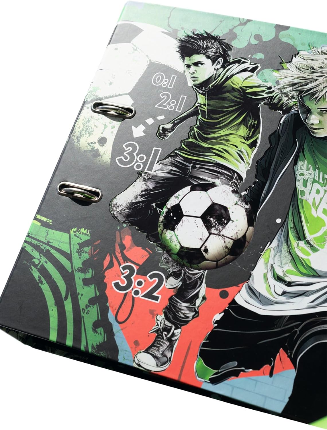 Herma 20103 A4 Street Soccer Folder, Pack of 5, 7 cm Wide, Cardboard Lever Arch File with Inner Print for School & Office, Sturdy Children's Ring Binder Made of Cardboard for Boys and Girls