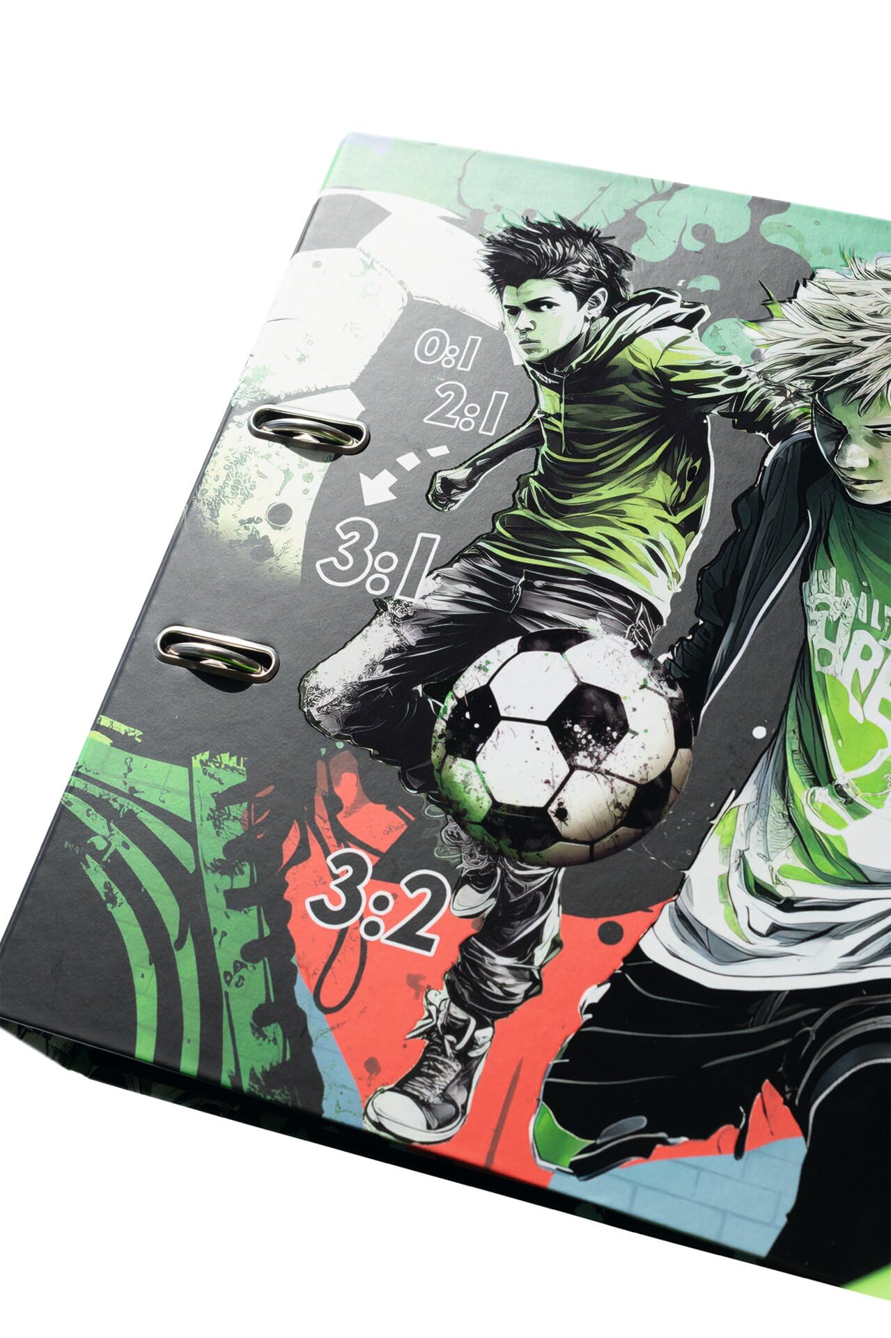HERMA Ordner A4 Fussball Set, 5 Stück, 7 cm breit, Kinder Ringordner mit Sport Motiv, bunter Aktenordner mit Innendruck für Jungen und Mädchen