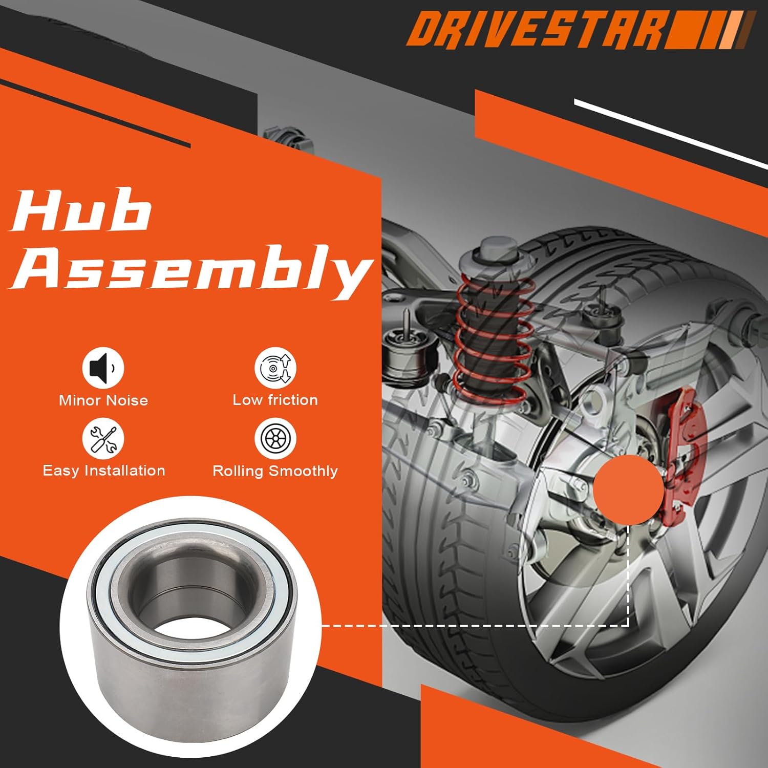 DRIVESTAR 516013 Rear Wheel Bearing Compatible with Land Rover 2005-2009 LR3, 2010-2013 LR4, 2006-2013 Range Rover Sport