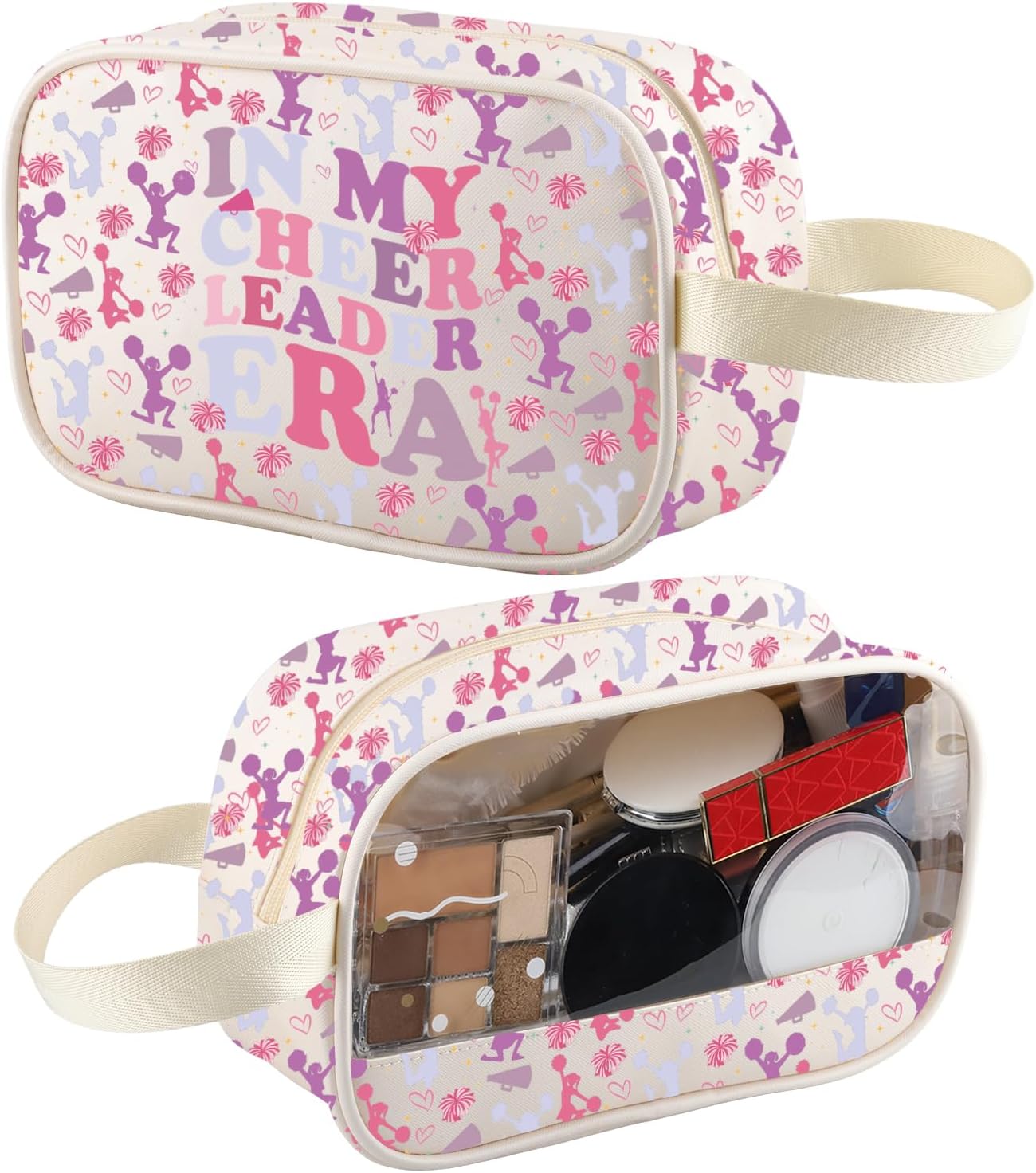 Cheerleader Travel Toiletry Bag Cheerleader Gift Cheerleading Coach Team Cheer Mom Clear Makeup Bag Cheer Lover Organizer Pouch Cosmetic Bag (Cheerleader tm ca)