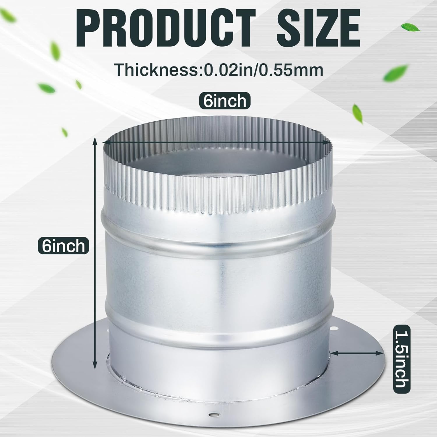 Hicarer Galvanized Steel Metal Duct Connector Round Ducting Take off Collar Pipe Reducer Air Duct Adapter Connector for Grow Tent Bathroom Kitchen Ventilation Systems(1 Pcs,6 Inch)