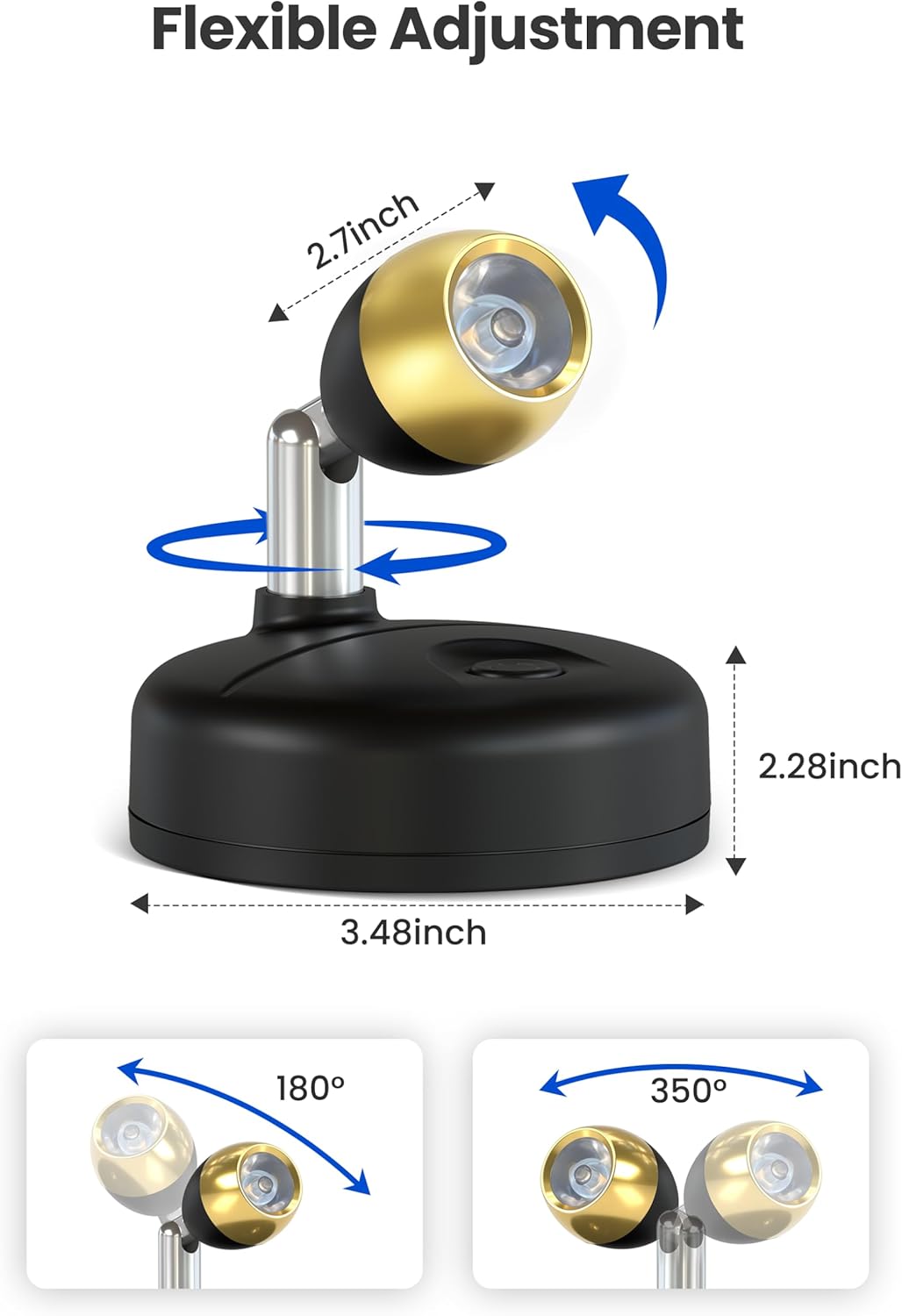 KINDEEP Mini Spotlight for Displays Indoor: LED Uplighting Wireless, RGB Spot Lights with Remote, Timer＆Dimmable, Picture Lights for Painting, Artwork, Accent Lighting, Black, 6 Pack