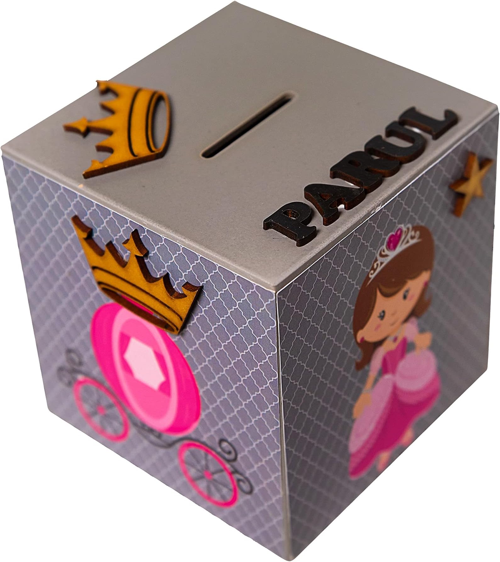 Dox Box Personalised/Customised Name Princess Theme Classic Piggy Bank, Multi