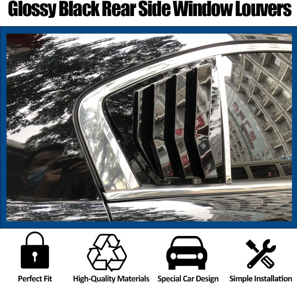 Window Louvers Fits for 8th Gen Honda Accord Sedan 2008-2012 Accessories Rear Side Window Louvers Windshield Sun Shade Cover Auto Exterior Decoration Trim Accessories(Glossy Black)