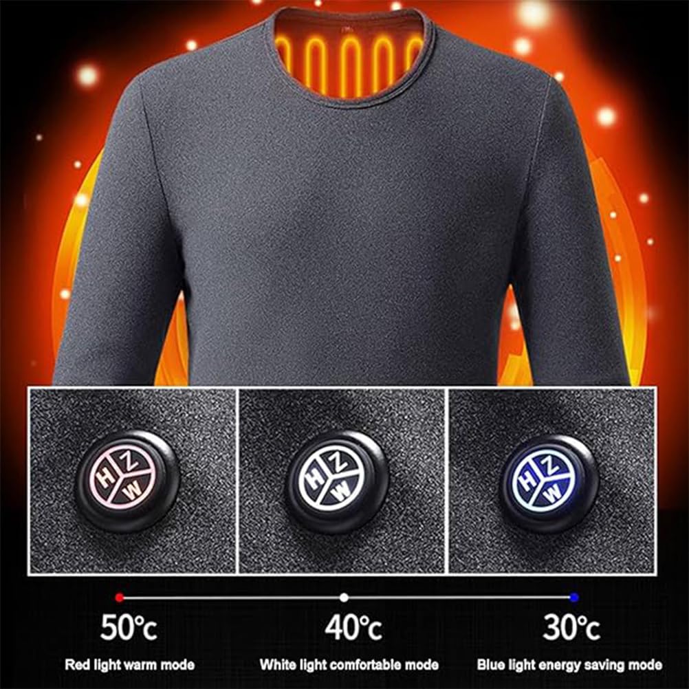 Completo Intimo Termico Riscaldato per Uomo e Donna, Strato Base Morbido e Caldo con Ricarica USB Unisex, Maglia e Pantaloni Termici Riscaldati,M