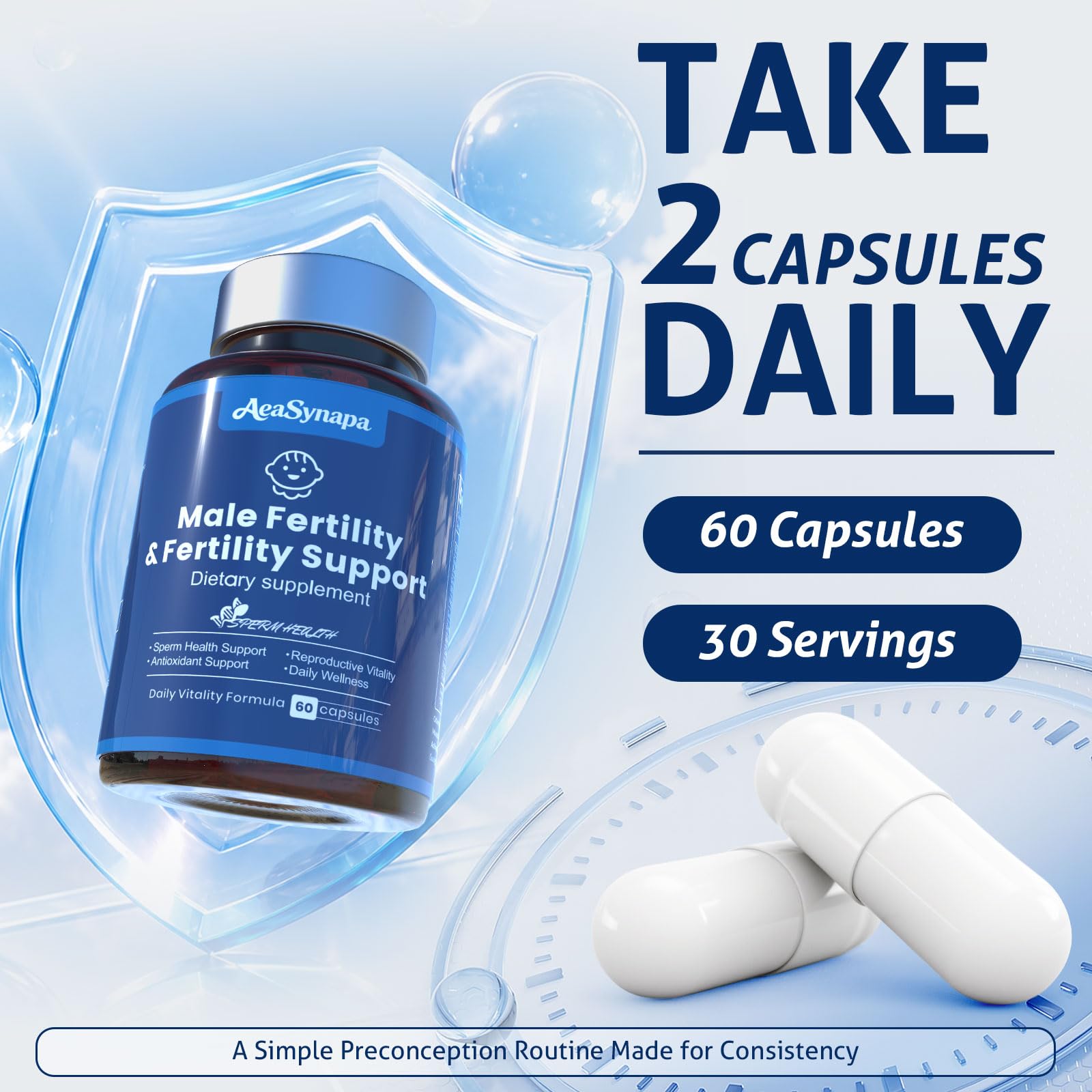Male Fertility Supplements for Men, 10-in-1 Preconception Formula, 60 Caps — Amazon image 7