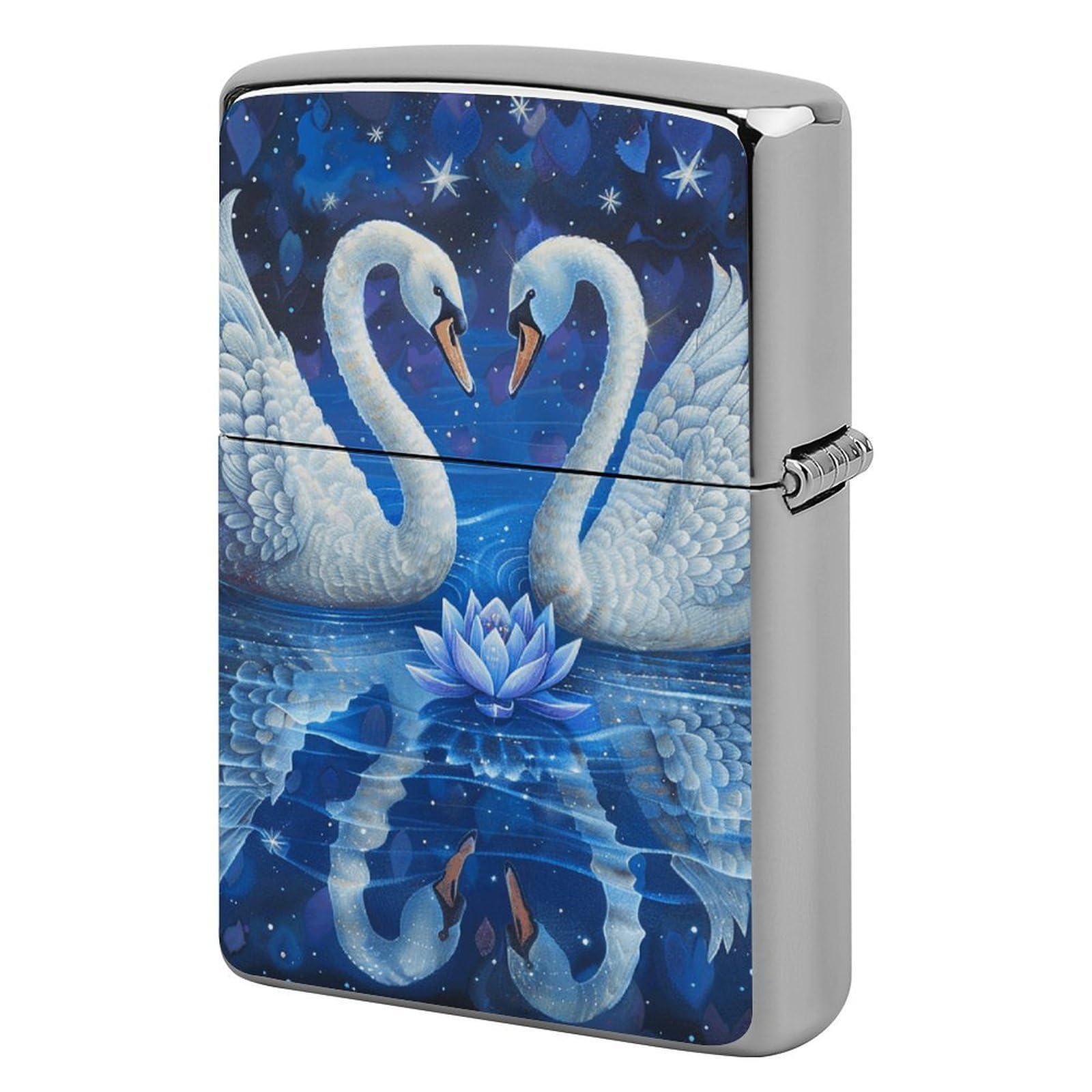 Two White Swans Lighter Case for Men, Personalized Lighter Cover for Valentine's Day Gifts, Flip-Top Lighters Shell for Outdoor, Portable Lighters Protective Sleeve