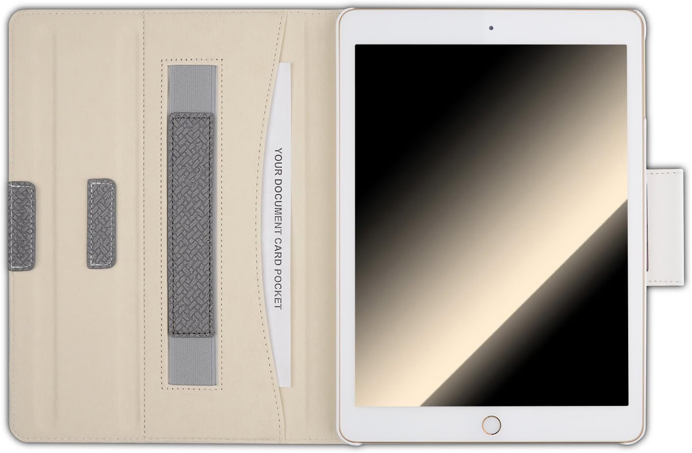 Thankscase Case Compatible for iPad Air 2, Rotating Case Cover for Ipad iPad Air 2 with Wallet Pocket with Hand Strap with Auto Sleep/Wake for iPad Air 2 2014. (Grey Weave)