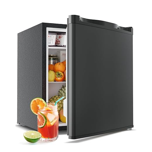 Feelfunn Mini Fridge with Freezer, 1.7 Cu.Ft Small Refrigerator, Black
