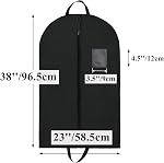Tebery 5 Pack housses de sac respirant avec fenêtre claire, sac à costume noir/dress