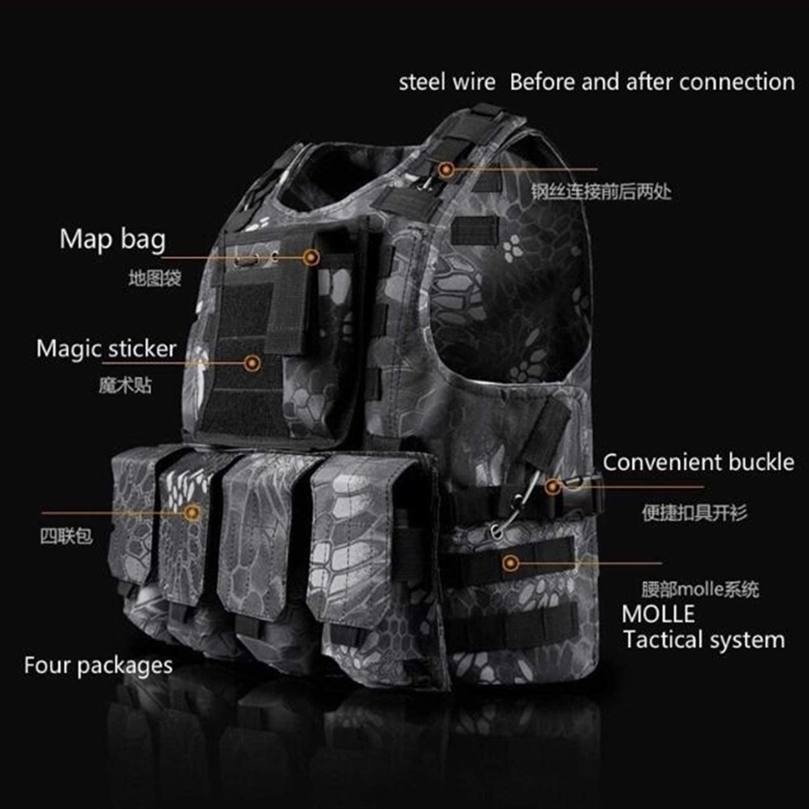 HXSZWJJ Militärweste Tactical Kampfweste Armee Angriffs-Ausrüstung Outdoor-Bekleidung Jagd Camouflage-Weste