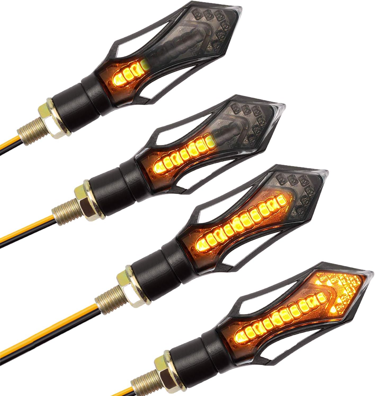 CICMOD 4pcs 12V Motorbike Indicators Flowing Motorcycle LED Turn Signal Lights Universal for Harley Kawasaki Yamaha