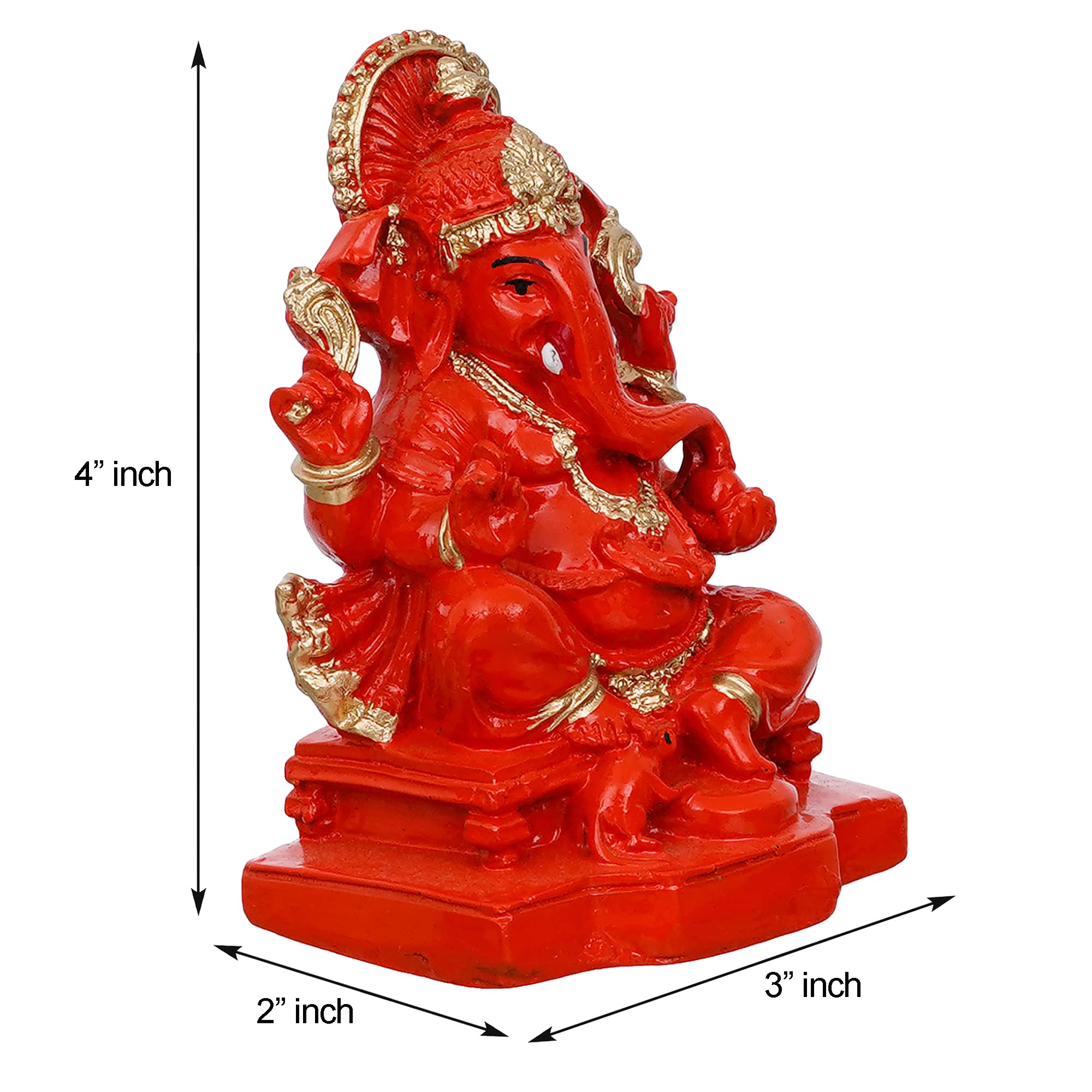 Webelkart Polyresin Ganesha Statue for Car Dashboard Ganesha Murti Ganpati Idol Figurine for Home Temple| Ganesha Idol for Car Dashboard -Ganesha Idol for Home Decor Entrance (4 inches,Orange) 2