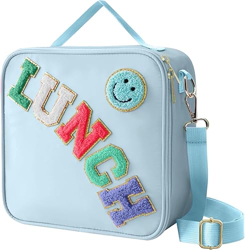 Bolsa de almuerzo aislada con correa ajustable para el hombro, lonchera de nailon preppy, bolsa de almuerzo con aislamiento grande, bolsa de