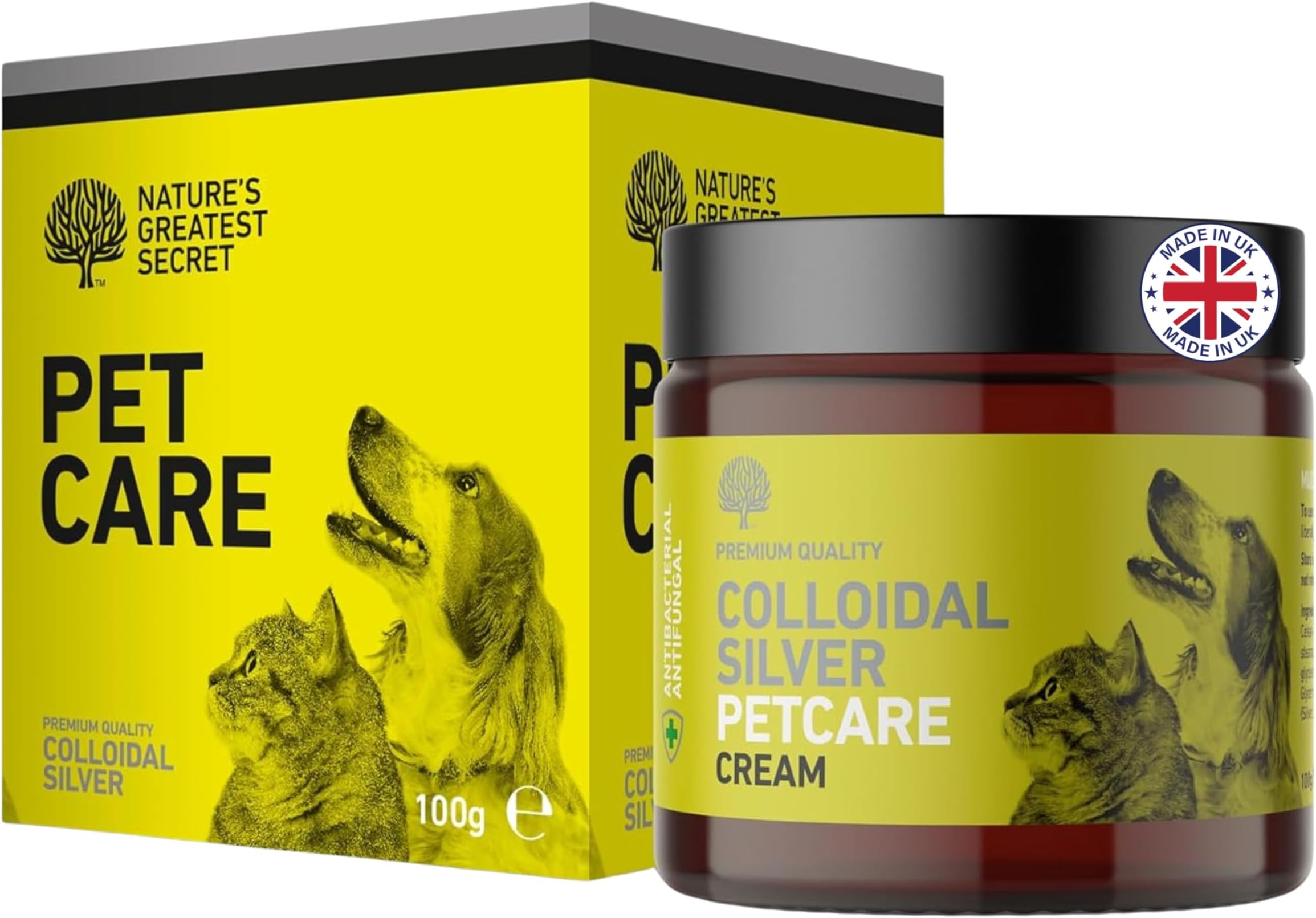 – Nature’s Greatest Secret Colloidal Silver Petcare Cream 100g | Soothing Antibacterial | Amber True Colloids | Gentle for Dogs & Cats | UK Made