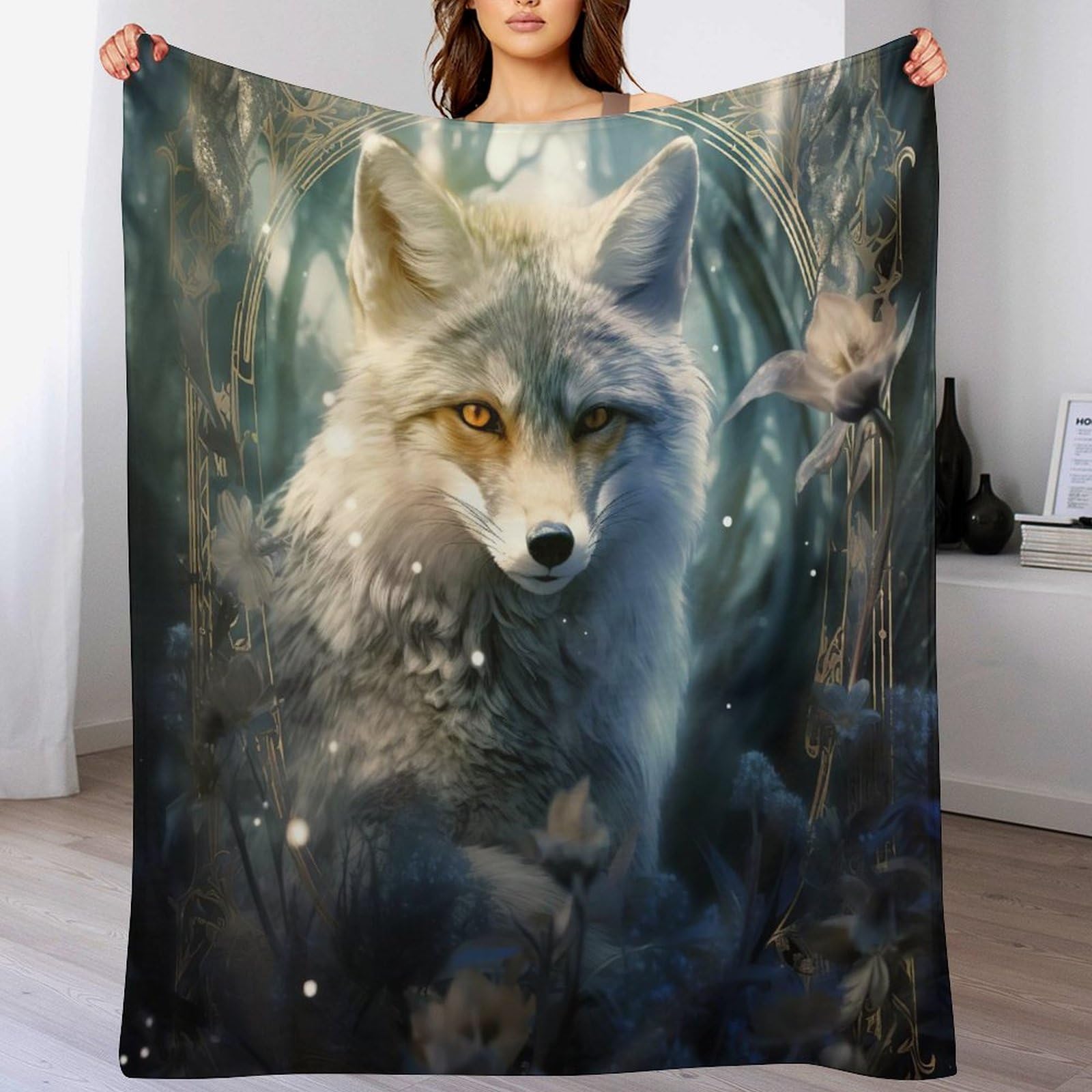Couverture renard impression 3D plaid moelleux cadeau idéal pour lit enfant