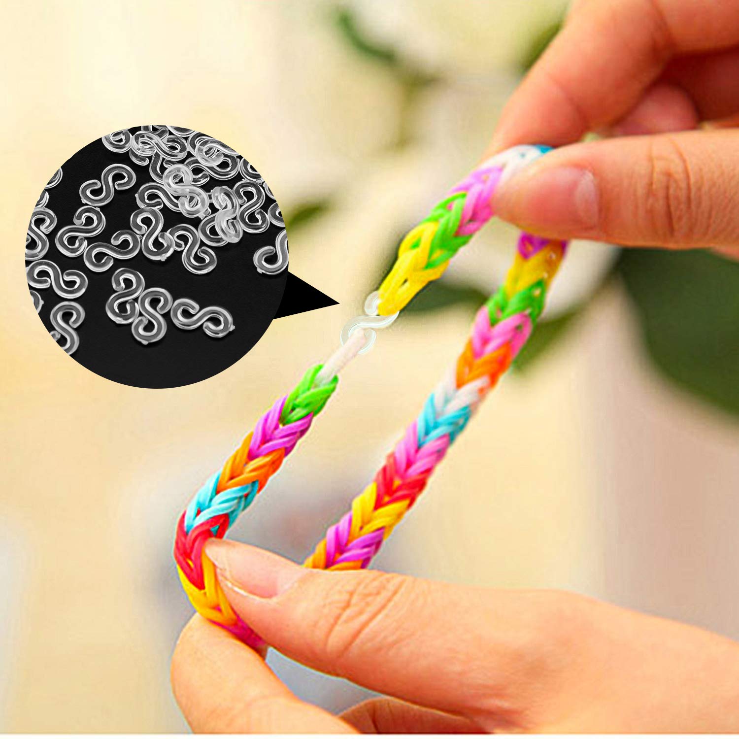 Kit 400 Clip A S In Gomma Trasparente - Connettori In Plastica 1 Cm Per Braccialetti, Collane, Artigianato E Gioielli Fai Da Te
