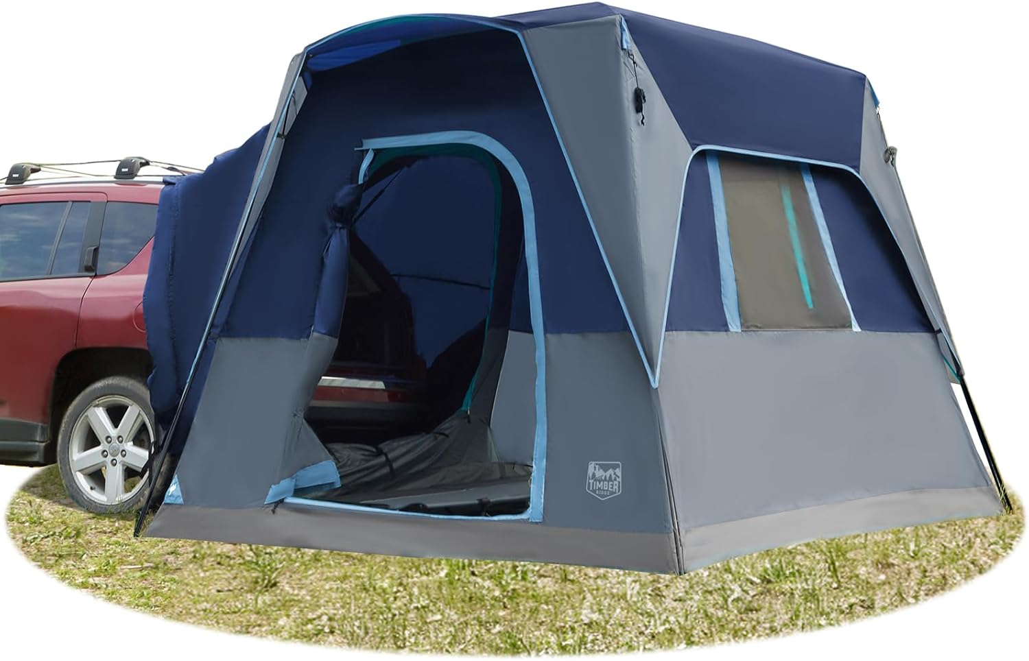 TIMBER RIDGE 5 Person SUV Tent with Movie Screen Weather Resistant Portable for Car SUV Van Camping, Includes Rainfly and Storage Bag, 10 W X 8 L X 7.1 H Blue TIMBER RIDGE 5 Person SUV Tent with Movie Screen Weather Resistant Portable for Car SUV Van Camping, Includes Rainfly and Storage Bag, 10 W X 8 L X 7.1 H Blue