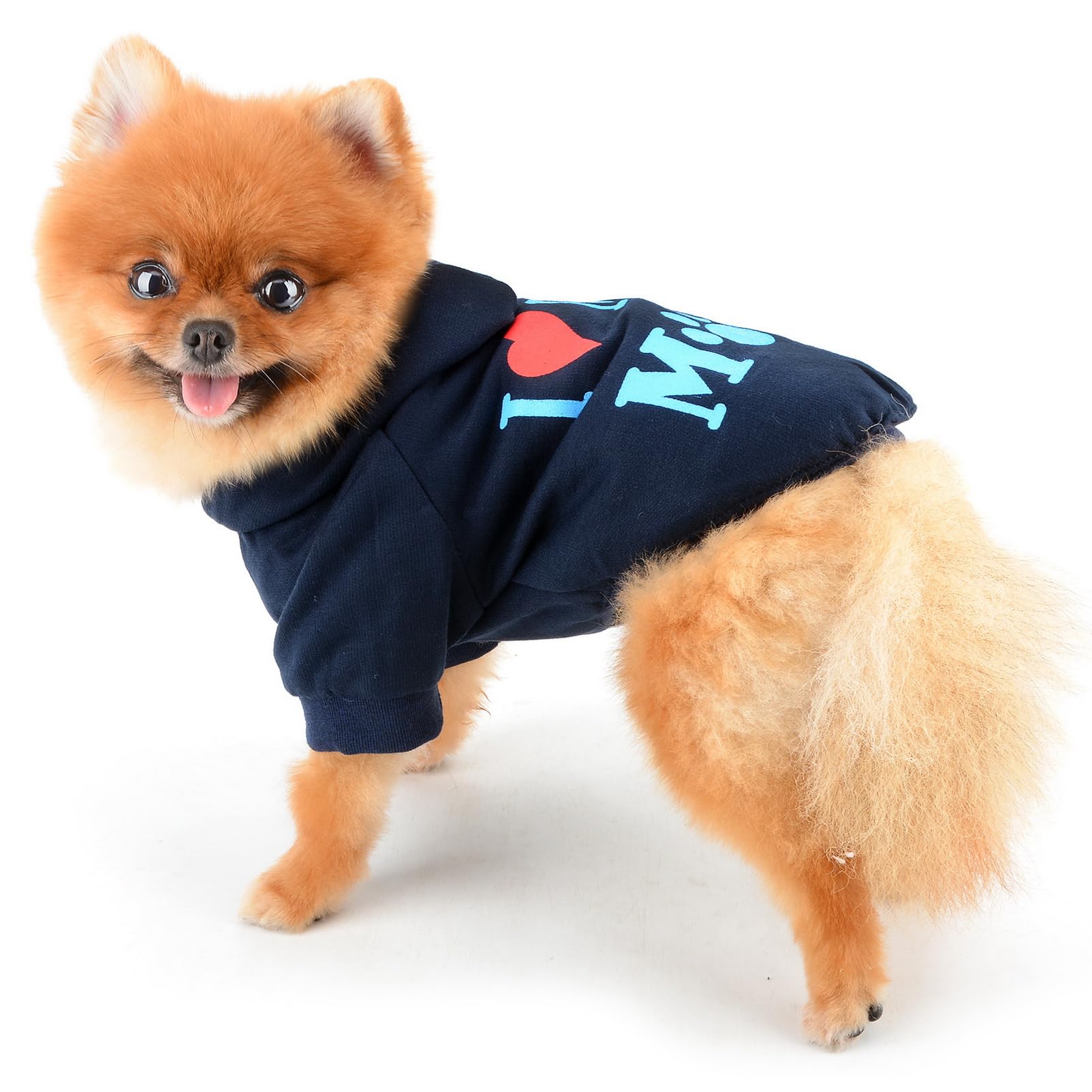 SMALLLEE_LUCKY_STORE Dog Hoodie for Small Dog Pet Pullover Sweatshirt with Letter I Love My Mom and Leash Hole - Image 4