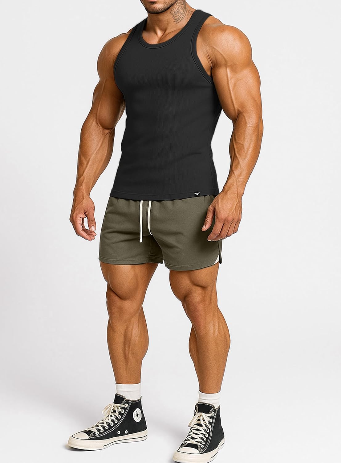 Men's Ribbed Workout Tank Tops Fitness Muscle Gym Tanks Sleeveless Bodybuilding Shirts - Image 3