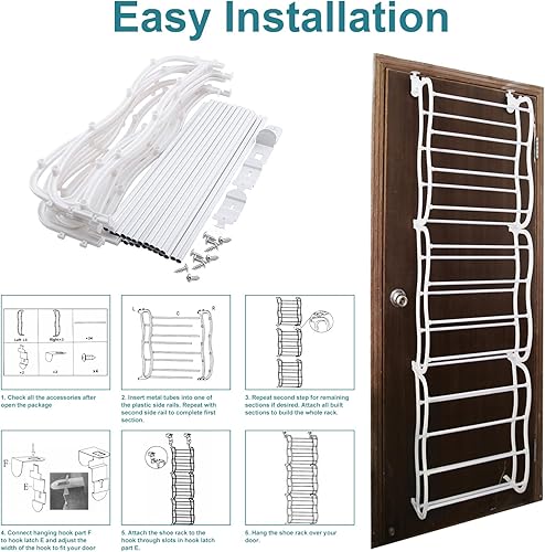 Miniatura 5 de Zapatero para colocar sobre la puerta, 12 capas y 36 pares de zapatos para colgar en la pared, organizador de zapatos, barras antideslizantes